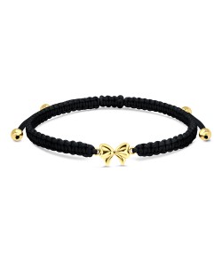 Lovely Silver Bow with Knitting Rope Bracelet BR-1501-GP